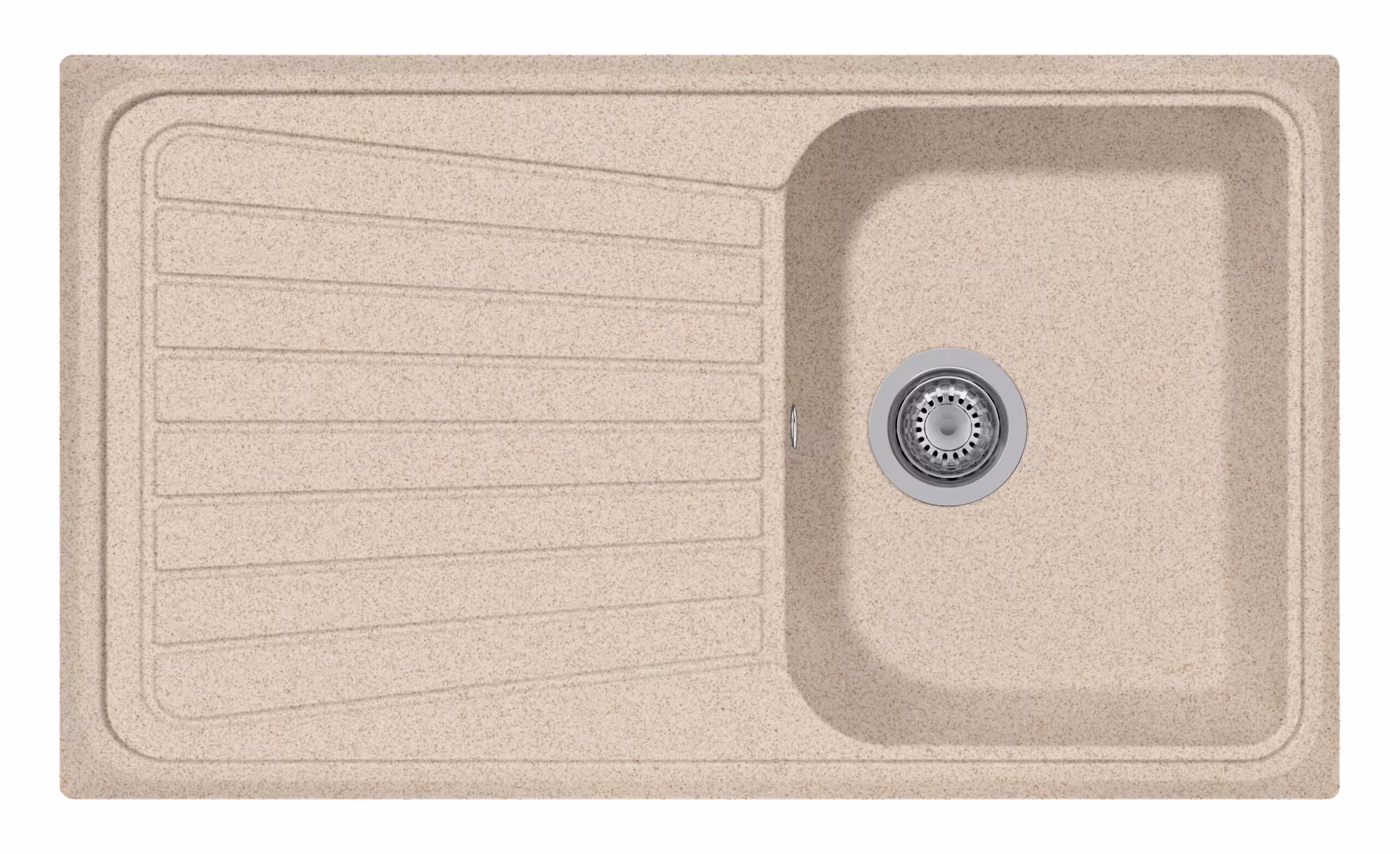 Lavello cucina beige con scolapiatti
