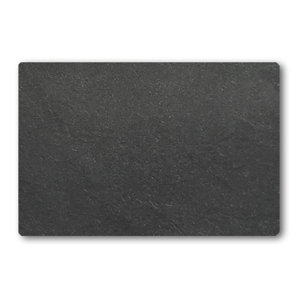 Superficie rettangolare nera solida dall'aspetto leggermente strutturato, caratterizzata dalla finitura unica di un design COPHPLX1 - COPRIVASCA IN HPL.