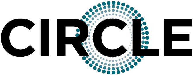 Logo con scritta CIRCLE e cerchi colorati.