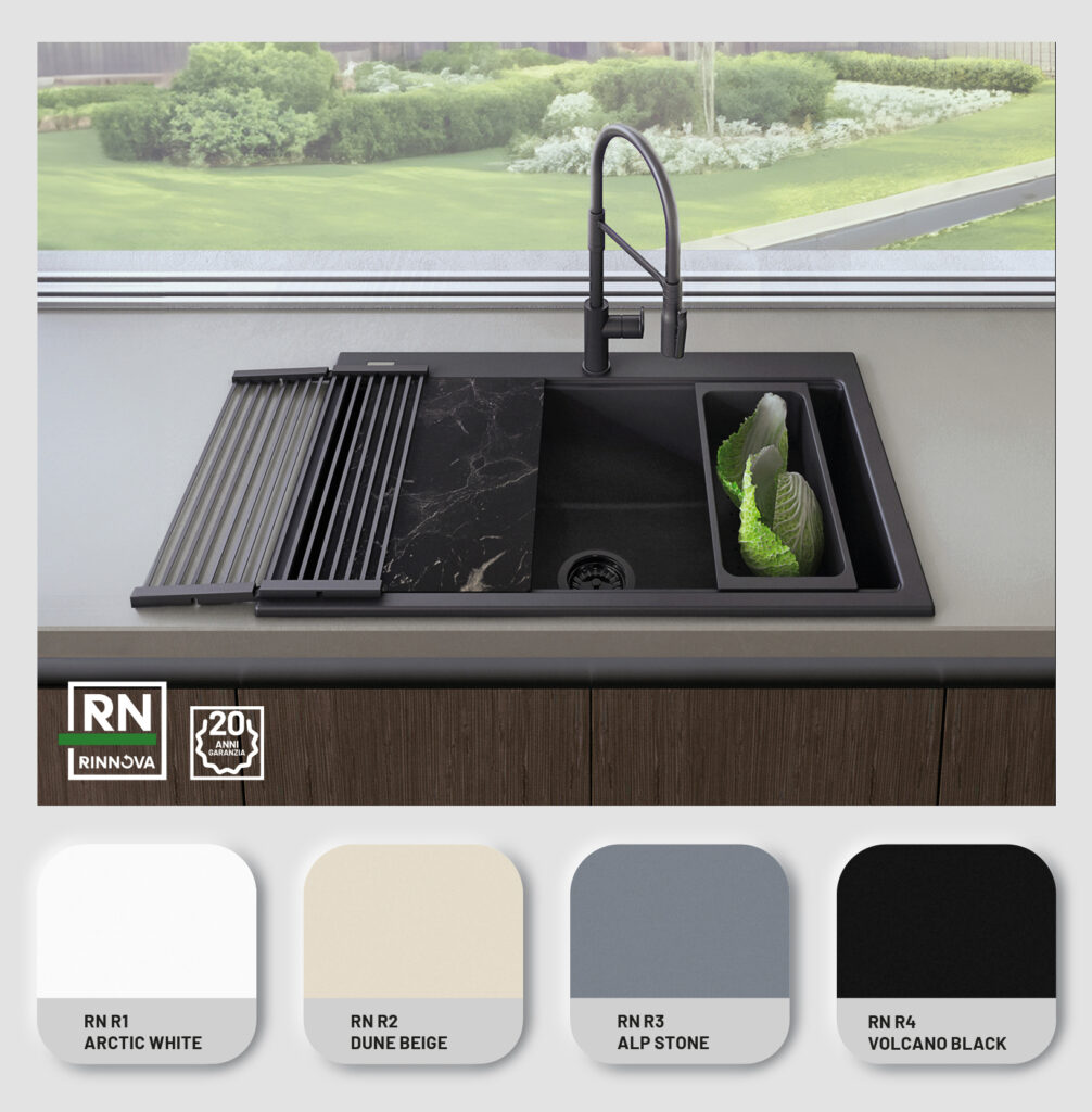 Lavello cucina moderno con diverse opzioni colore.