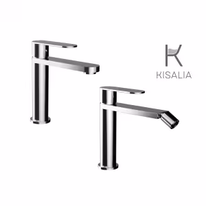 Set Miscelatore Lavabo Kisalia FUSION100 e Bidet Kisalia FUSION101 finitura CROMATA senza scarico