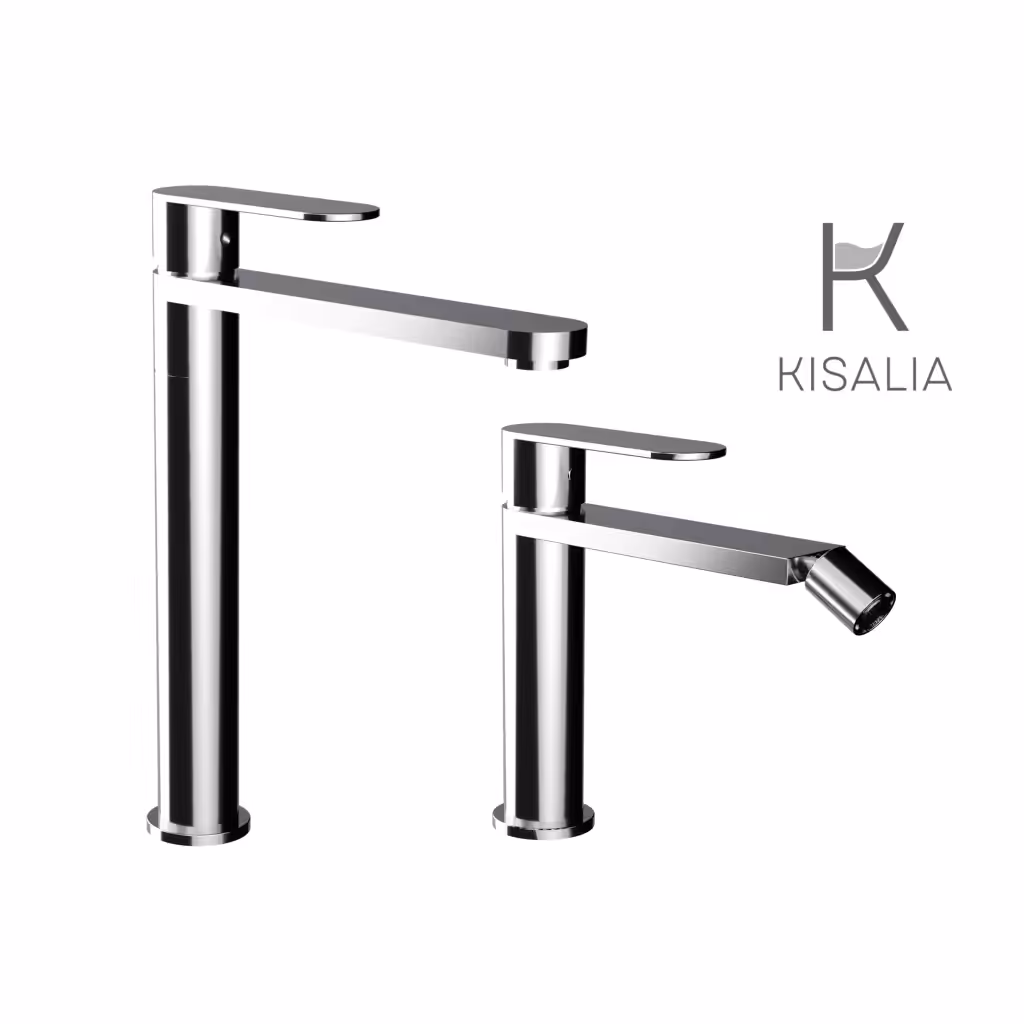 Set Miscelatore Lavabo Kisalia FUSION200 e Bidet Kisalia FUSION101 finitura CROMATA senza scarico