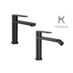 Set Miscelatore Lavabo Kisalia FUSION100 e Bidet Kisalia FUSION101 finitura NERO OPACO senza scarico